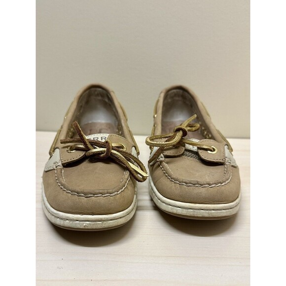 SPERRY Top Sider Angelfish Womens Deck Boat Shoe Sz 5.5 M Linen Gold EUC!!! - Picture 4 of 6